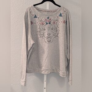 Anthropologie Luna Mercantile Co. Gray Tiger Sweatshirt XL
